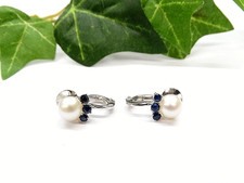 2726 Gold 585  WG Ohrclips Saphiren und Akoya - Perlen