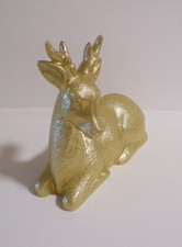 LED Echtwachs Kerze 6h Timer Hirsch Rehbock Rentier liegend Glimmer Weihnachten