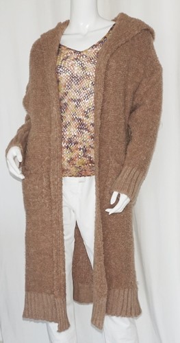 Boucle kapuzen strickjacke - boucle,
