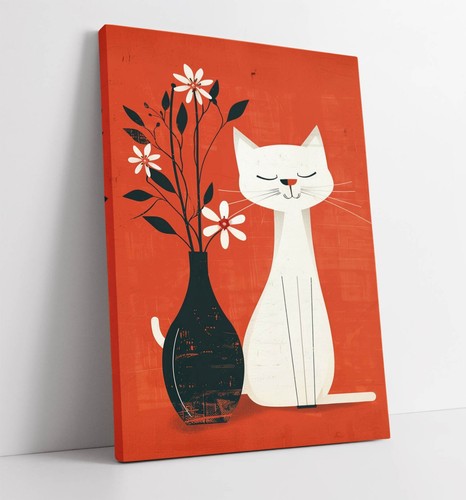 Weisse katze und - und, blumen