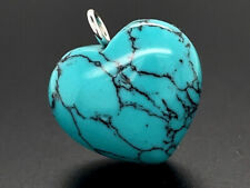 HERZ ANHÄNGER 925/- SILBER RHODINIERT MIT TÜRKIS SILBERZEIT  SCHMUCKJAGD