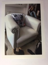 Antiker Ledersessel Weiß Clubsessel Art Deco Handarbeit 