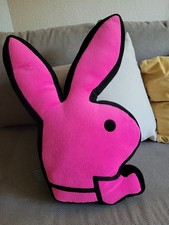 Playboy Kissen Hase Stofftier pink XXL rosa 55 x 23 Plüschtier Vintage Sxhwarz