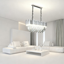 Kristall Deckenleuchte Crystal Kronleuchter Für Flur Esszimmer Büro Silber 80cm