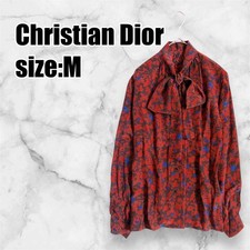 Christian Dior Vintage Seidenbluse - Elegantes Blumenmuster - Größe M - Rot/S...
