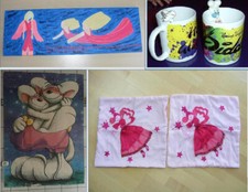 schönes Set m. Diddl Tassen Poster Engel Bild Feen Kissenbezüge  Sammler selten