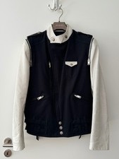 Gucci kurze Herren Jacke, schwarz/weiß, Baumwolle mit Lederärmeln, Gr. 50