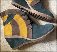 Damen Keilabsatz Stiefelette Boots Wedge Marc Shoes Leder 39 Blau