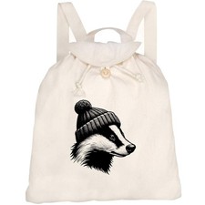Canvas-Rucksack / Backpack "Badger in a Bobble Hat" (RK00031611)