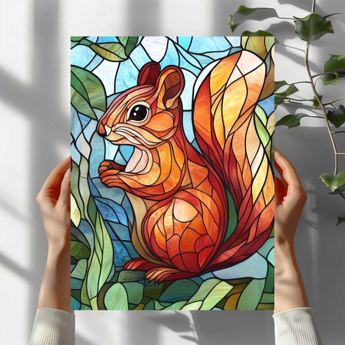 Eichhörnchen buntglas poster - eichhörnchen,