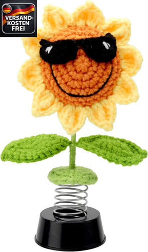 Gestrickte sonnenblume auto - gestrickte,