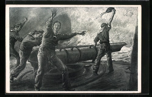 Künstler kriegsschiff - künstler-ak,