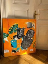 Original Öl und Acrylgemälde auf Leinwand 80X80 Afrika, Kinder