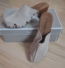Tamaris Damen Wildlederclogs Gr. 37 Beige