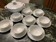 THOMAS Essservice Terrine Suppenteller Lanzette weiß 18Teile Neuwertig 1970er