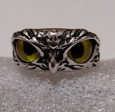 Ring Eule Uhu funkelnde Augen, Silber S925, 8 Farben, Gothic, Gotik