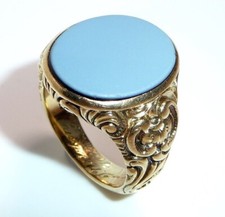 Ring Herrenring 585 Gelbgold  9.00ct. Quarz  Lagenstein-gravierbar Gr: 63 16gr