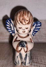 Heyde Keramik Engel knieend klein Handarbeit Steinzeug handbemalt  Engelsfigur