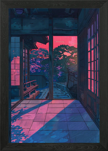 Sonnenuntergang japan gemälde - sonnenuntergang,