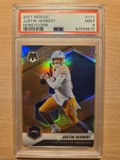 2021 Panini Mosaic Justin Herbert Honeycomb Case-Hit, 2nd Year Card, PSA 9