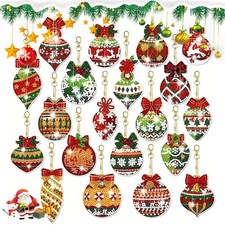 20 Stk Diamond Painting Weihnachten Anhänger, DIY 5D Diamant Painting Weihnachts
