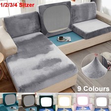1/2/3/4-Sitzer Samt Sitzkissenbezug Stretch Sofabezug Elastische Ecksofahusse DE