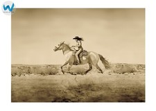 Cowgirl Reiten Poster - Western Action Szene Wandkunst - 12X16/16X20/18X24/24X36