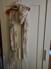 Faliero Sarti Schal Tuch zarte farben creme bunt figuren 220x150