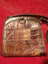 Rarität Vintage Kroko Optik  IRV VON JAGUAR Nobel Handtasche  Leder Tasche   