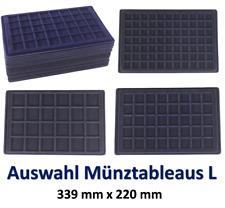 QMBasic Münztableau Auswahl Einsätze L für Münzkoffer Tableau Blau Euro Münzen