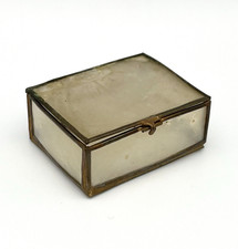 Vintage Pillendose Schmuckbox Perlmutt Kästchen Schatulle Retro Dose RAR #3476