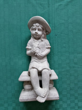 Gartenfigur Skulptur Mädchen mit Hase im Arm hellbeige Ton  groß 40cm