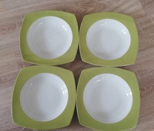 4 Suppenteller Tiefe Teller Salat Pasta 4er Set Tief Porzellan Weiß Eckig 23 cm