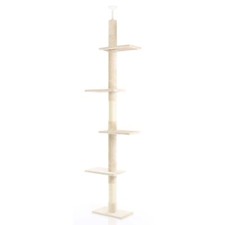 Fudajo Deckenhoch Kratzbaum Beige 230-276cm höhenverstellbar Deckenspanner Katze