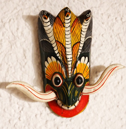 Holzmaske schlangengott - holzmaske,