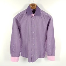 Etro Hemd Herren Gr. 38 S Lila Rosa Gestreift Slim-Fit Langarm Shirt