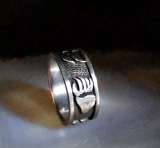Ring Silber 925 Bandring Hopi Indianer storyteller bear claw handgesägt 19mm 8g