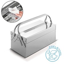 STAHLWERK Werkzeugkasten Edelstahl Werkzeugkiste leer Werkzeugbox aus Metall