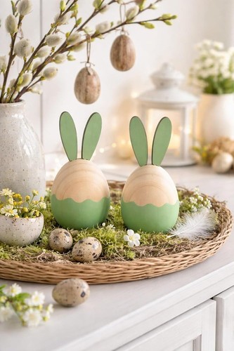 Stk osterhasen grün natur - osterhasen,