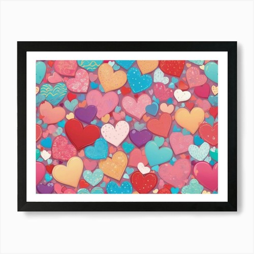 Herzen kunstdruck gerahmt - kunstdruck,