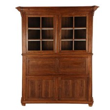 Antik | Eichenschrank massiv | Sekretär mit Vitrinenaufsatz | Vitrinenschrank