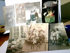 Nostalgie / Vintage. Kinder überbringen Glückwünsche. Konvolut 7 x Alte Ansichts