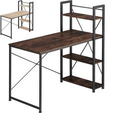 Schreibtisch mit Regal Bürotisch Arbeitstisch 3 Ablagen Industrial Holz + Metall