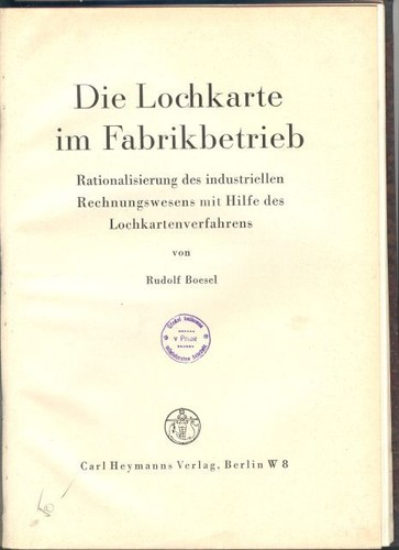 Die lochkarte fabrikbetrieb - lochkarte, im