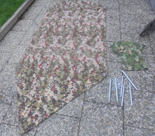 Bundeswehr Zeltplane Zeltbahn Amöbentarn  Mit Tasche & Stange FRÜHE BW ZELTPLANE