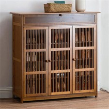 Antik Bambus Schuhschrank Schuhregal mit 4 Ablagen Schuhablage für Flur Diele