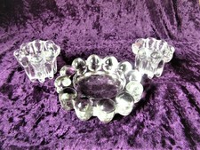 2 Vintage Reims Glas Deko Kerzenhalter und kleine Schale aus Press Glas