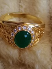 Herren Kupfer Ring Skorpion, Grüner Stein Zirkonia Steinchen GR. 20 