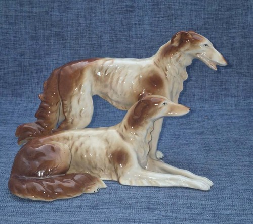 Porzellan figur barsoi paar - porzellan,