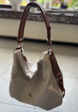 David Jones Handtasche Damentasche Schultertasche, Beige, mit Reißverschluss